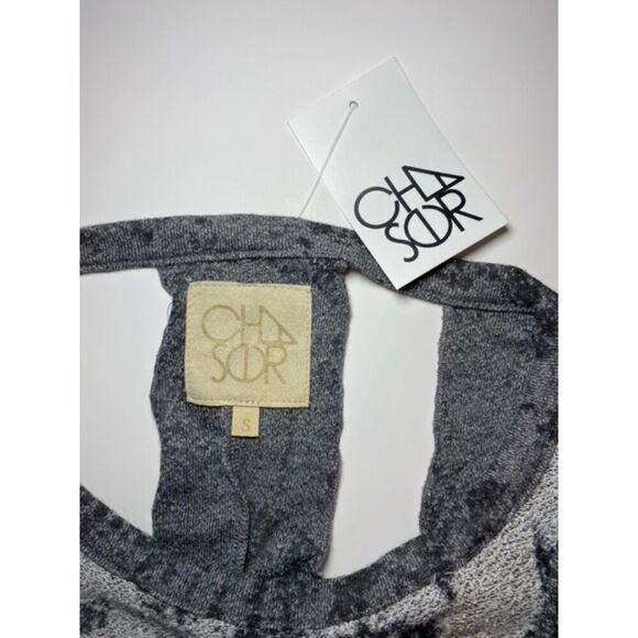 Chaser Women's Burnout Top w/ Back Cutout Gray French Terry NWT Sz Small - Picture 4 of 7